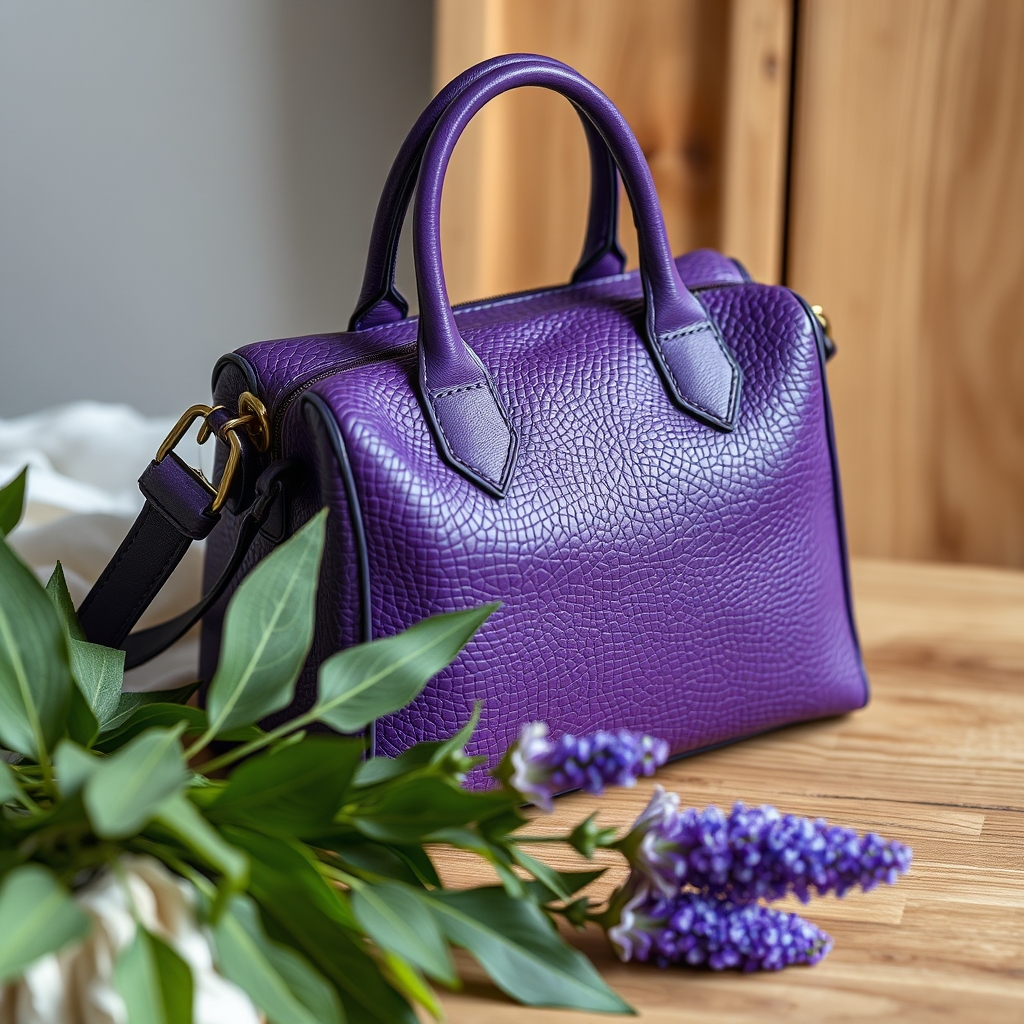 #sac en cuir MUSSET violet grain naturel