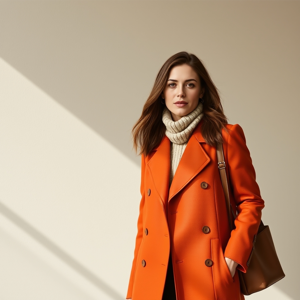 #Octave sac en cuir orange pleine fleur avec poignée et bandoulière amovible