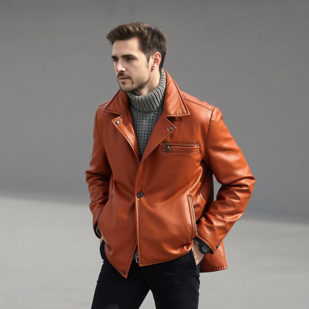 #Octave sac en cuir orange pleine fleur avec poignée et bandoulière amovible