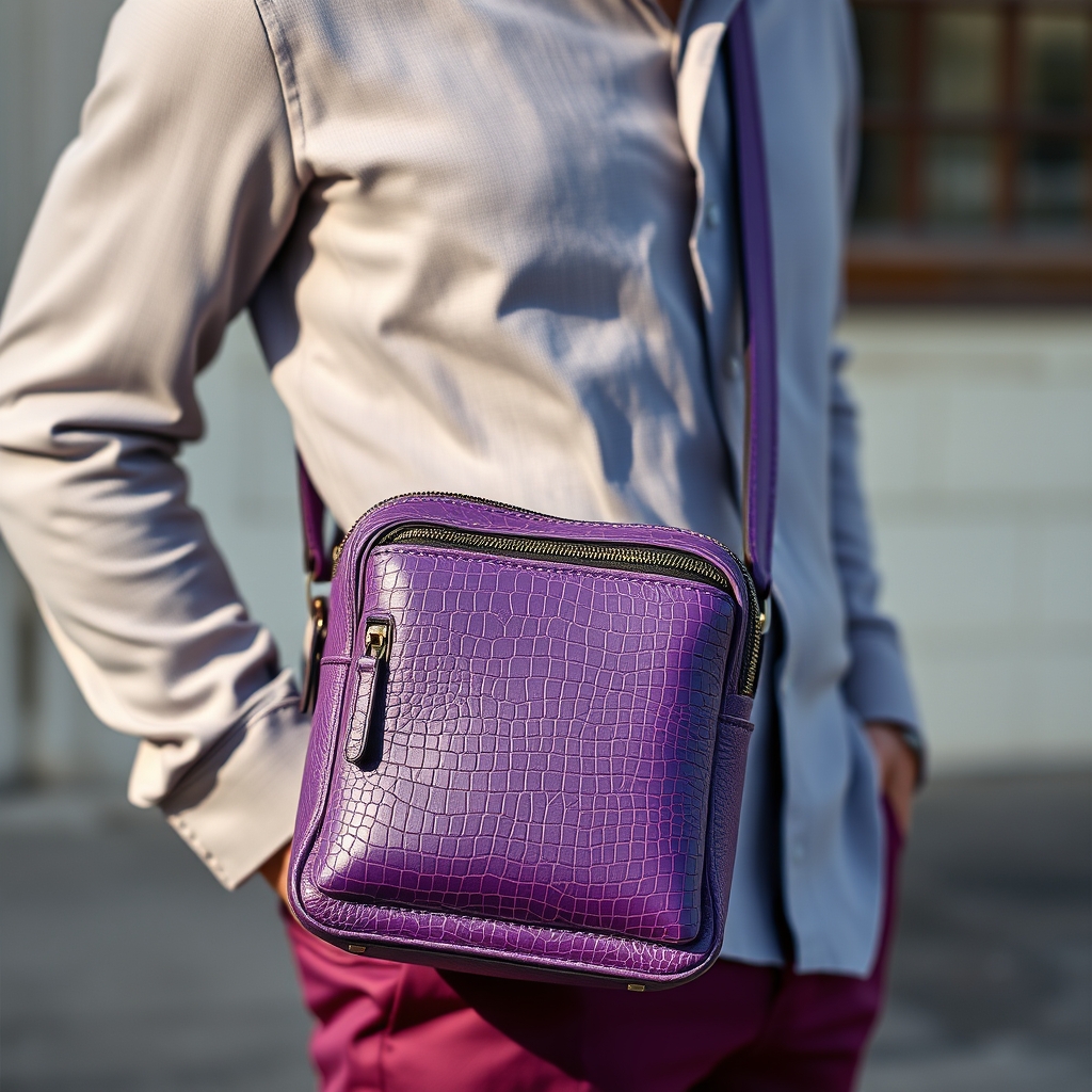 #sac en cuir MUSSET violet grain naturel