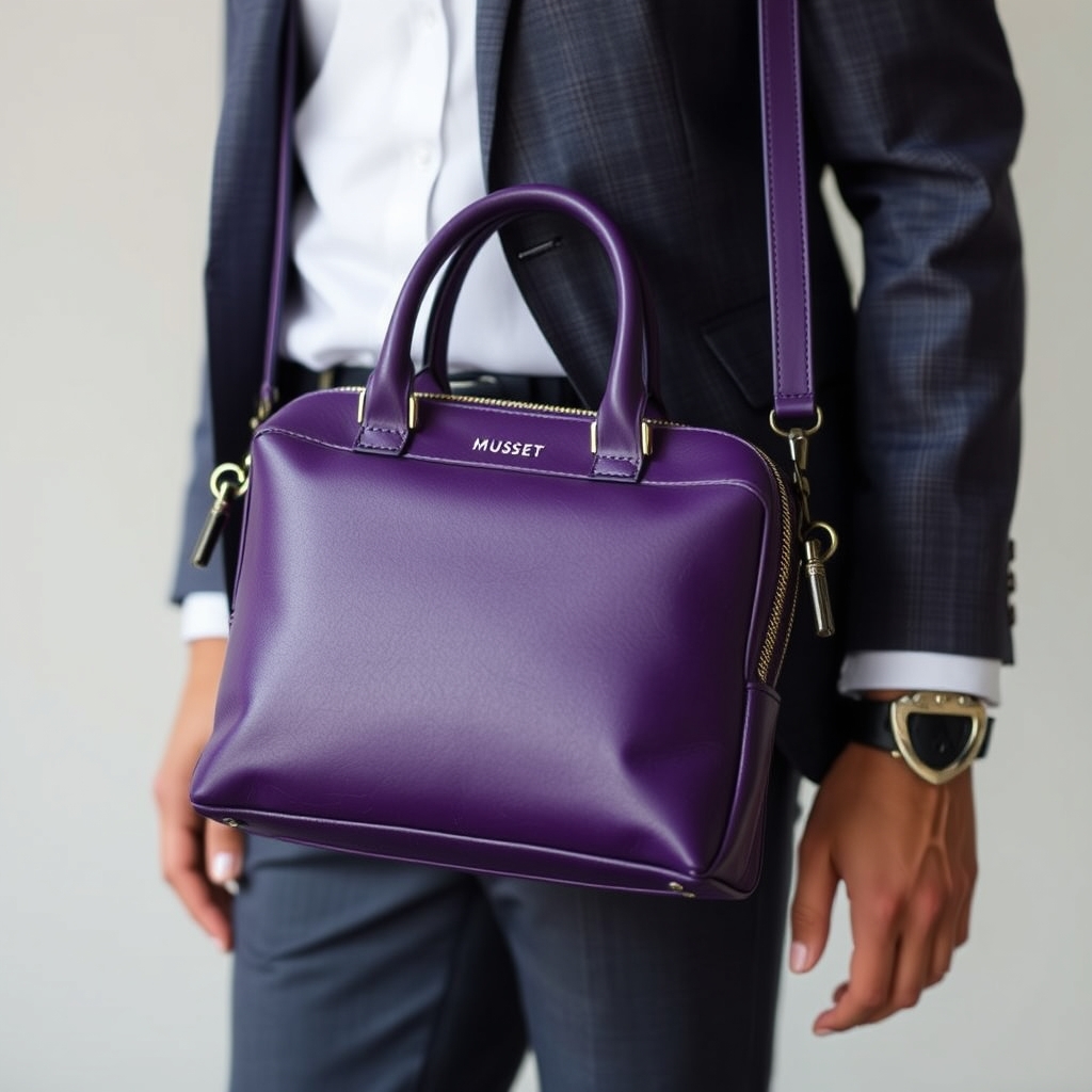 #sac en cuir MUSSET violet grain naturel