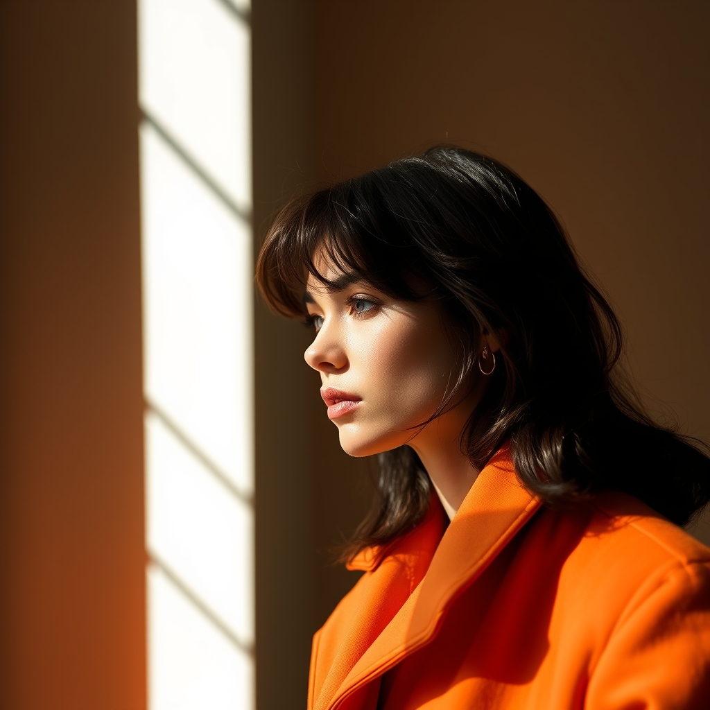 #Octave sac en cuir orange pleine fleur avec poignée et bandoulière amovible