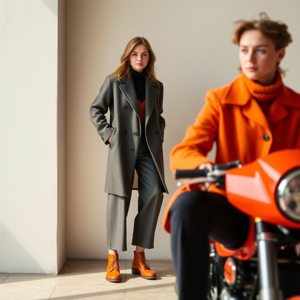 #Octave sac en cuir orange pleine fleur avec poignée et bandoulière amovible